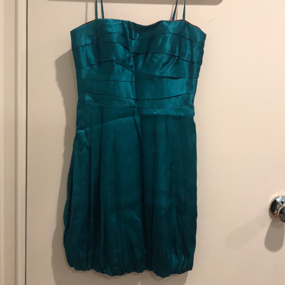 Strapless Teal Bubble Party Dress with Pockets